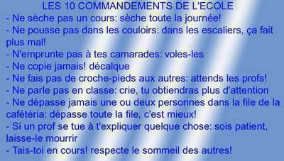 les 10 commandement de l'ecole